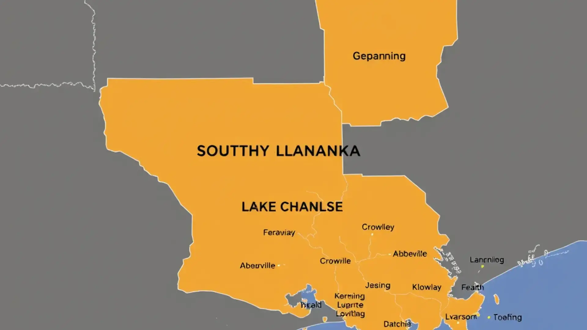 Delgar Alarms service areas map covering Southwest Louisiana